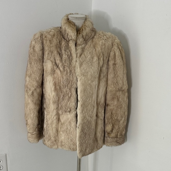 Vintage 80s Genuine Rabbit Fur Coat Size M - Picture 1 of 7